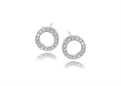 Rhodium Plated | Cubic Zirconia Set Stud Earrings